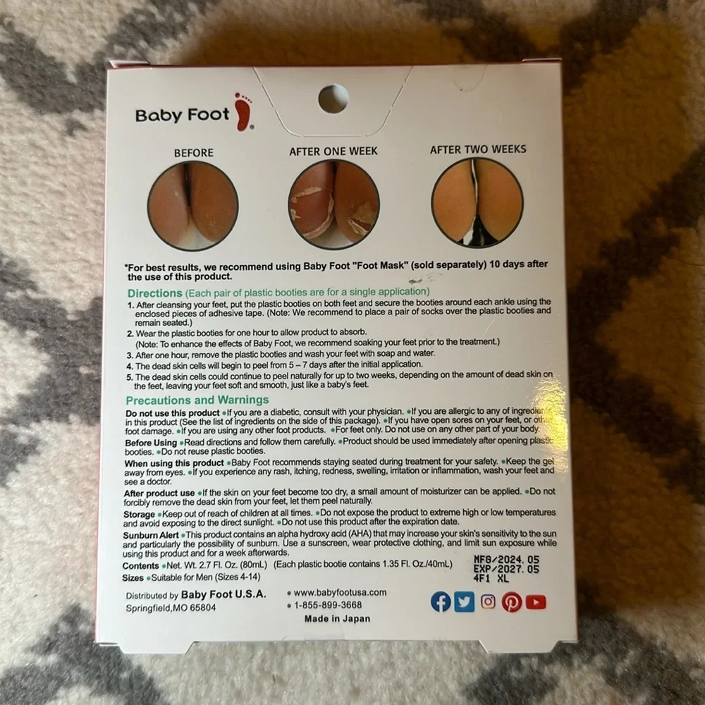Brand New Baby Foot Exfoliation Peel For Men - Mint ✅